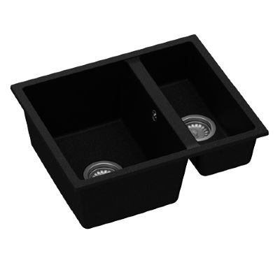 GRANMASTER COMO 150 UNDERMOUNTED/INSET/FLUSH MOUNTED BLACK METALLIC QUARTZ SINGLE BOWL SINK, GRA0076